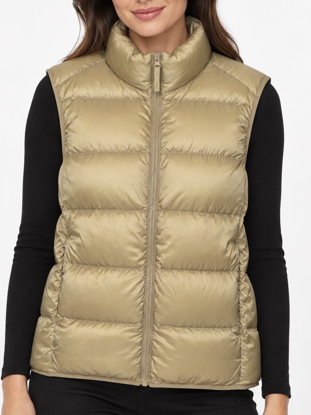 Uniqlo Women's Quilted Puffer Vest - Beige